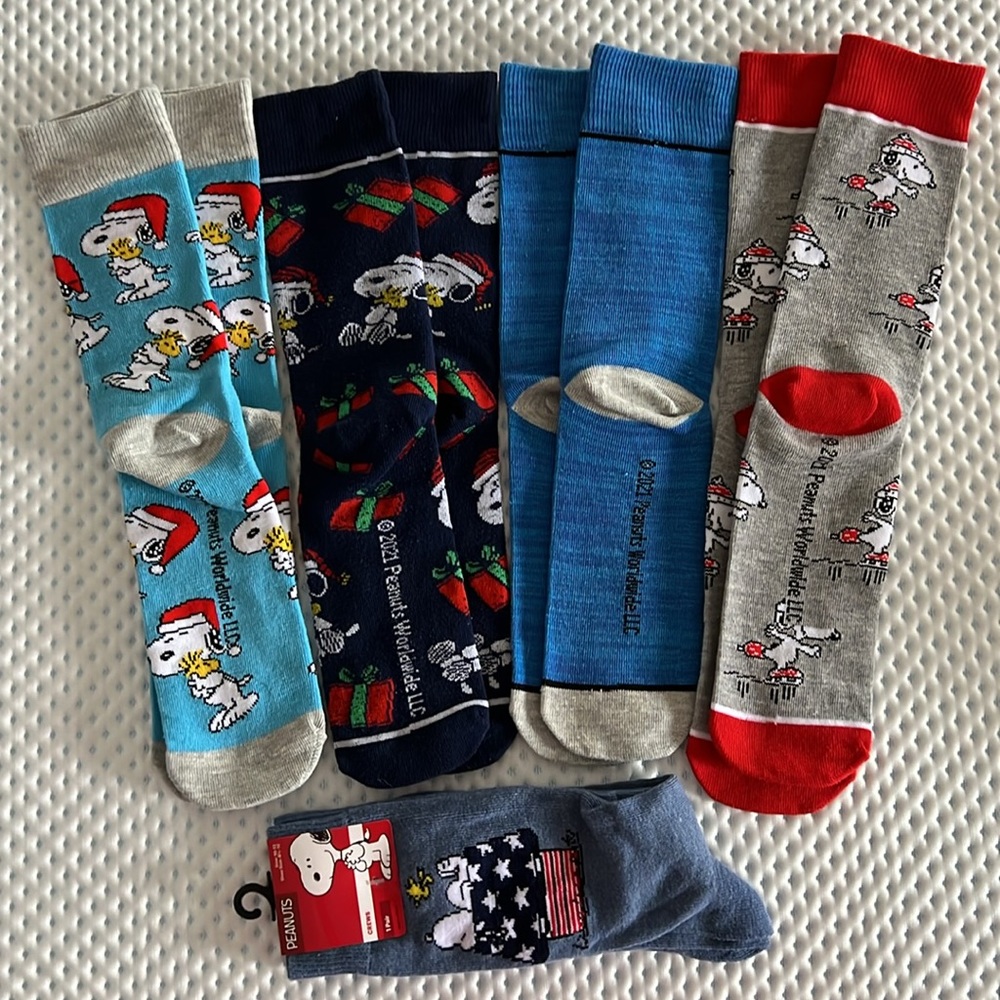 Five pairs of Snoopy socks